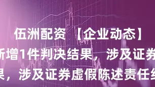 伍洲配资 【企业动态】*ST美盛新增1件判决结果，涉及证券虚假陈述责任纠纷