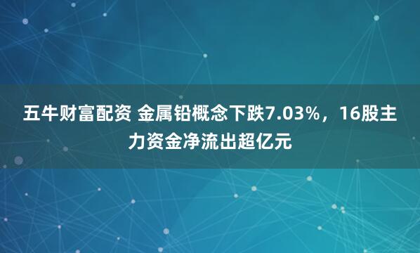 五牛财富配资 金属铅概念下跌7.03%，16股主力资金净流出超亿元