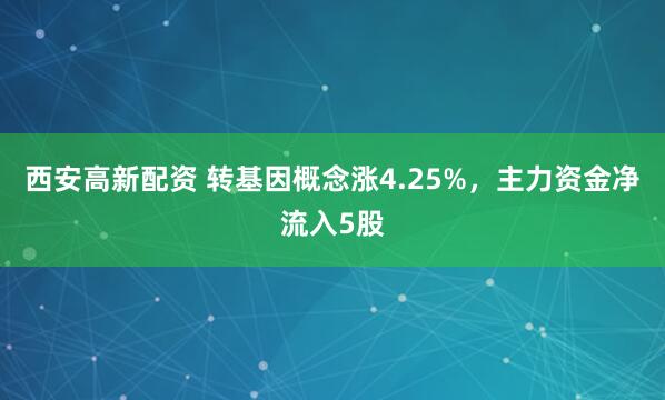 西安高新配资 转基因概念涨4.25%，主力资金净流入5股